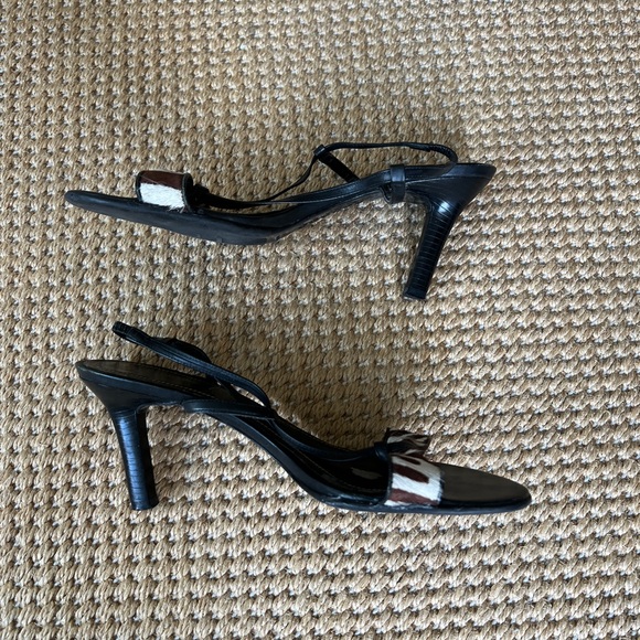Vintage Ralph Lauren Zebra Ponyhair slingback heeled strappy leather sandals - Picture 3 of 6